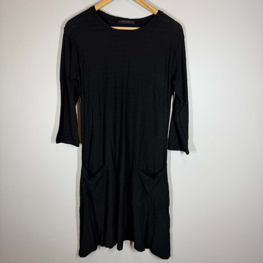 Cut Loose Black Cotton Linen Long Sleeve Midi Dress Size S USA Style 5080105